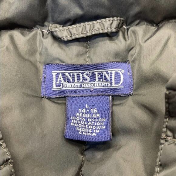 LANDS END Youth Large Green Goose Down Puffy Vest - Picture 4 of 4